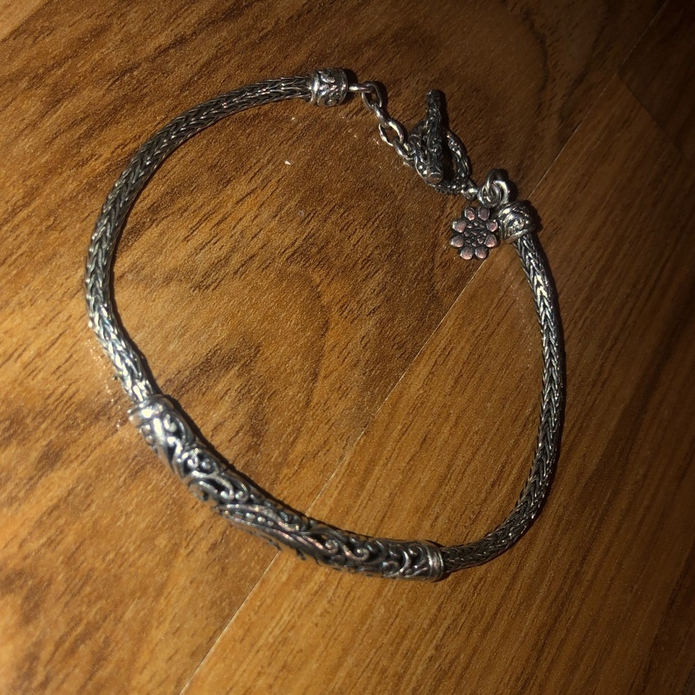 Sterling silver toggle brclt: Gordon’s jewelers.